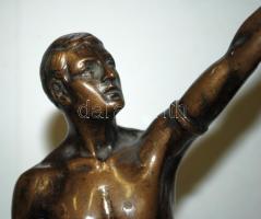 Férfi sportló akt, bronz, jelzés nélkül, gránit talapzaton, kezeinél sérült, m:36 cm