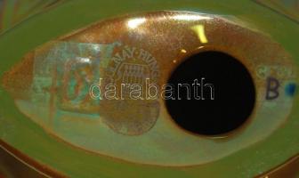 Zsolnay eozinos gyertyatartó m:13 cm és csillag m:8 cm, hibátlanok, jelzettek, eredeti dobozában