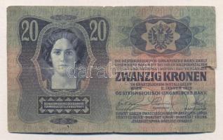 1913. 20K (4x) román felülbélyegzéssel T:III