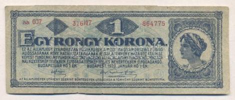 1920. 1K-ból összeragasztott "Egy Rongy Korona" korabeli humor T:III