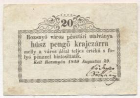 Rozsnyó 1849. 20kr T:II-/III