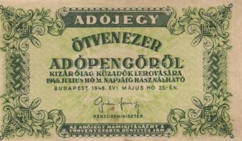 1946. 5db különféle adópengő T:II,III