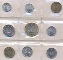 Vatikán 1997. 1L-1000L "II. János Pál Pápa" forgalmi sor 9klf érmével, fóliatokban T:1
Vat...