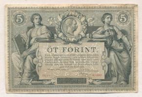 1881. 5Ft / 5G "Osztrák-Magyar Bank" piros sorszámozással T:III /
Austro-Hungarian Monarch...