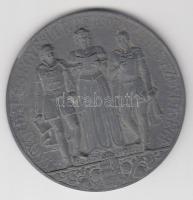 Gács Lajos (1905-1981) 1942. "Magyar Dalos Egyesület Országos Szövetsége / 1867-1942" szürke-fém emlékérem (64mm) T:2