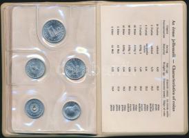 1972. 2f-10Ft 9kklf "Magyar Népköztársaság" forgalmi érméi vajszínű műbőrtokban T:1