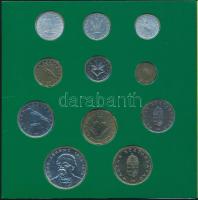 1995. 10f-200Ft 11klf db szettben, (200ft Ag) "Forgalmi pénzeink madár és virágábrái" isme...