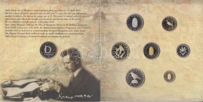 2005. 1Ft-100Ft 7klf db + 10Ft "József Attila" dísztokos szettben T:PP Csak 7000db!