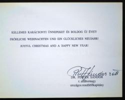 Dr. Pintér Sándor altábornagy és rendőrfőkapitány aláírása ünnepi lapon