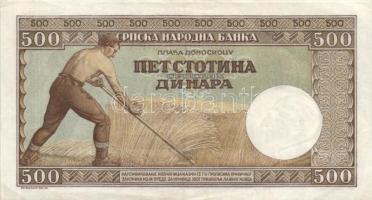 Szerbia/német megszállás 1942. 500D (3x) T:II-
Serbia/German occupation 1942. 500 Dinara (3x) C:VF