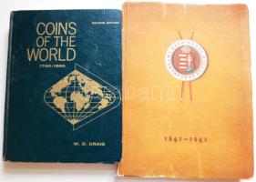 Vegyes irodalom tétel, benne: 1972. R.S. Yeoman: "Catalog of Modern World Coins" + 1971. W.D. Craig: "Coins of The World 1750-1850." (foltos) + "A Pesti Magyar Kereskedelmi Bank története 1841-1941." eredeti kiadása mellékletekkel, pár laphiánnyal (pl. címoldal) T:Használt