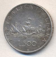 Olaszország 1958R. 500L Ag "Kolumbusz hajója" T:2- Italy 1958R 500 Lire Ag "Columbus´ships" C:VF