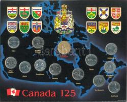 Kanada 1992. 25c (12x) + 1$ Díszszett emlékpénzekkel, eredeti tokban T:1 Canada 1992. 25 Cents (12x) + Dollar commemorative souvenir set C:UNC