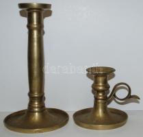 2db réz gyertyatartó /  Brass candle sticks, 10cm, 19cm