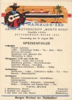 Hamburg-South America lines SS Monte Rosa, menu