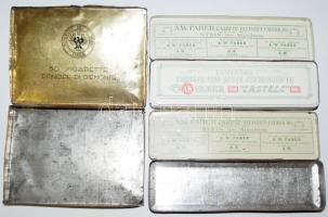4db régi dobozka: Mauls Kakaó- és Csokoládégyár Rt. bonbonos, 2db Faber Castell ceruzás- és egy ciga...
