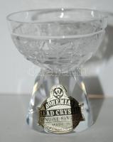 Bohemian ólomkristály likőrös készlet, csiszolt, metszett, jelzett, kiöntőn apró lepattanás, m: 25 c...