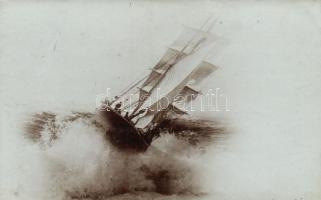 Sailing ship in storm