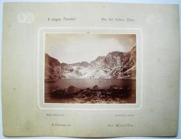 cca 1880 Magas-Tátra: A Hintzo-tó, Divald Károly (1830-1897) eperjesi műhelyéből, kartonra kasírozva /From the Tatra Mountains, Divald's photo 16×12 cm