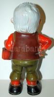 Festett műanyag kertitörpe lámpával / 
Gnome with lamp, 28cm