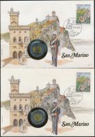 San Marino 1984. 500L "Einstein" érmés borítékon alkalmi bélyegzővel és ismertetővel (3x) ...