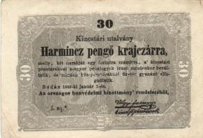 1848-49. Kossuth bankó sor 15Kr + 30Kr + 2Ft + 5Ft (2x) + 10Ft T:II,III,III-,IV