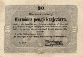 1849. 30Kr "Kincstári utalvány" (2x) csillagos változat is T:III