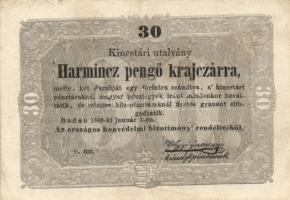 1849. 30Kr "Kincstári utalvány" (2x) csillagos változat is T:III
