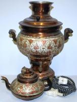 Villanyszamovár (250V) fém teáskannával /  Electric samovar with tea kettle, 40cm