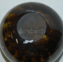 Művészi fújt gömb alakú üvegváza, alján Mohr jelzéssel, többrétegű, hibátlan, m:9 cm /Hungarian arti...