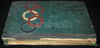 1936 Olympia Zeitung No. 1-30. A berlini olimpia lapja német, angol és francia nyelven, rengeteg fotóval, egybekötve félvászon kötésben (a gerinc levált) /  Magazine of the Berlin olympics in German, English and French, in worn half-linen binding