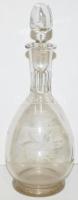 Régi metszett üveg borospalack dugóval /  Vintage glass bottle with glass cork, 32cm