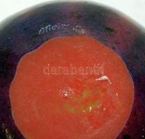 Művészi fújt gömb alakú üvegváza, alján Mohr jelzéssel, többrétegű, hibátlan, m:9 cm, d:11 cm /Hunga...