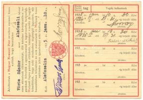 1935 A Magyar Nemzeti Párt tagsági igazolványa