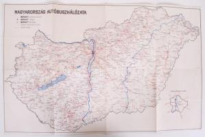 cca 1950 Magyarország autóbusz-hálózatának (MÁVAUT) térképe 66x42 cm