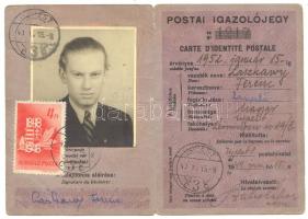 1948 UPU fényképes postai igazolójegy / UPU postal ID