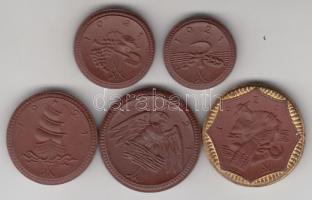 Német Birodalom/Weimari Köztársaság/Szászország 1921. 20Pf, 50Pf, 1M, 2M, 10M porcelán szükségpénzek...