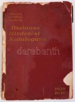 1929 A Magyar Hirdető Iroda rt. Általános Hirdetési Katalógusa különböző helyek hirdetési tarifáival...