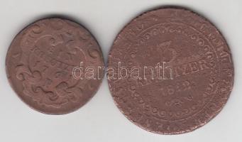 Ausztria/magyar verdejel 1761P 1Kr Mária Terézia T:3 + 1812B 3Kr T:3-