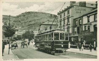 Llandudno Mostyn street, tram, Carlton Bar