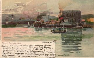 1899 Fiume port, maritime authority, litho s: Raoul Frank