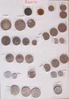 Vegyes világpénz gyűjtemény országonként külön kartonra rendezve, közte több ezüstpénz is Románia, S...