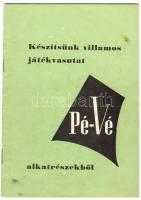 Készítsünk villamos játékvasutat Pé-Vé alkatrészekből, ismertető füzet újságkivágásokkal, 23p