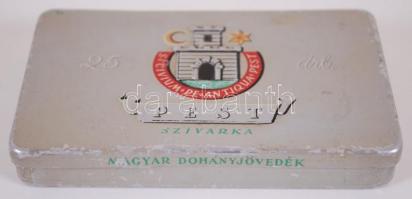S. Civium de Antiqua Pest régi fém szivarkatartó doboz, 7,5x11cm