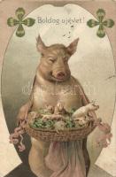 New Year pigs, litho (fa)