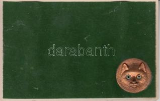 Cat, embossed mechanical silk card