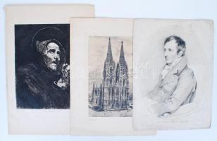 10db rézkarc, ill. rézmetszet, többek között Rékassy Csaba (1937-1989), Olgyai Viktor (1870-1929), E...