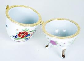 Virágos mintás fém betétes dísztojás, matricás, hibátlan, m:9 cm