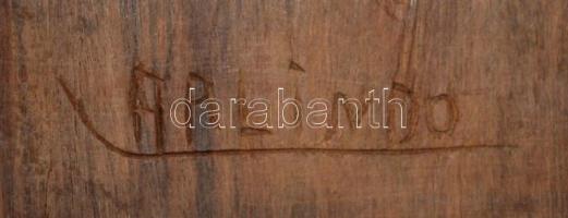 Arlindo jelzéssel: Bennszülött, nemes fából kézzel faragott falikép, 50×14 cm