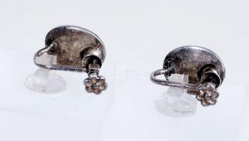 cca 1900 Zománcozott srófos ezüst (Ag) fülbevaló / 
Antique silver earrings with enamel decoration, ...